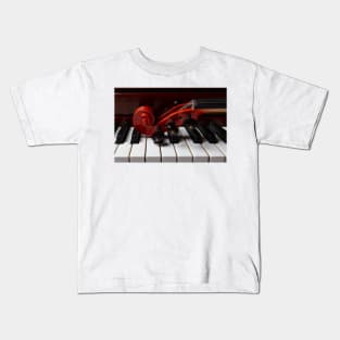 Violin Scroll On Piano Keys Kids T-Shirt